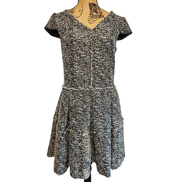 Betsey Johnson Dress Tweed Fit/Flare Black White, Fully Lined, Gorgeous, Sz 6 - Picture 2 of 16